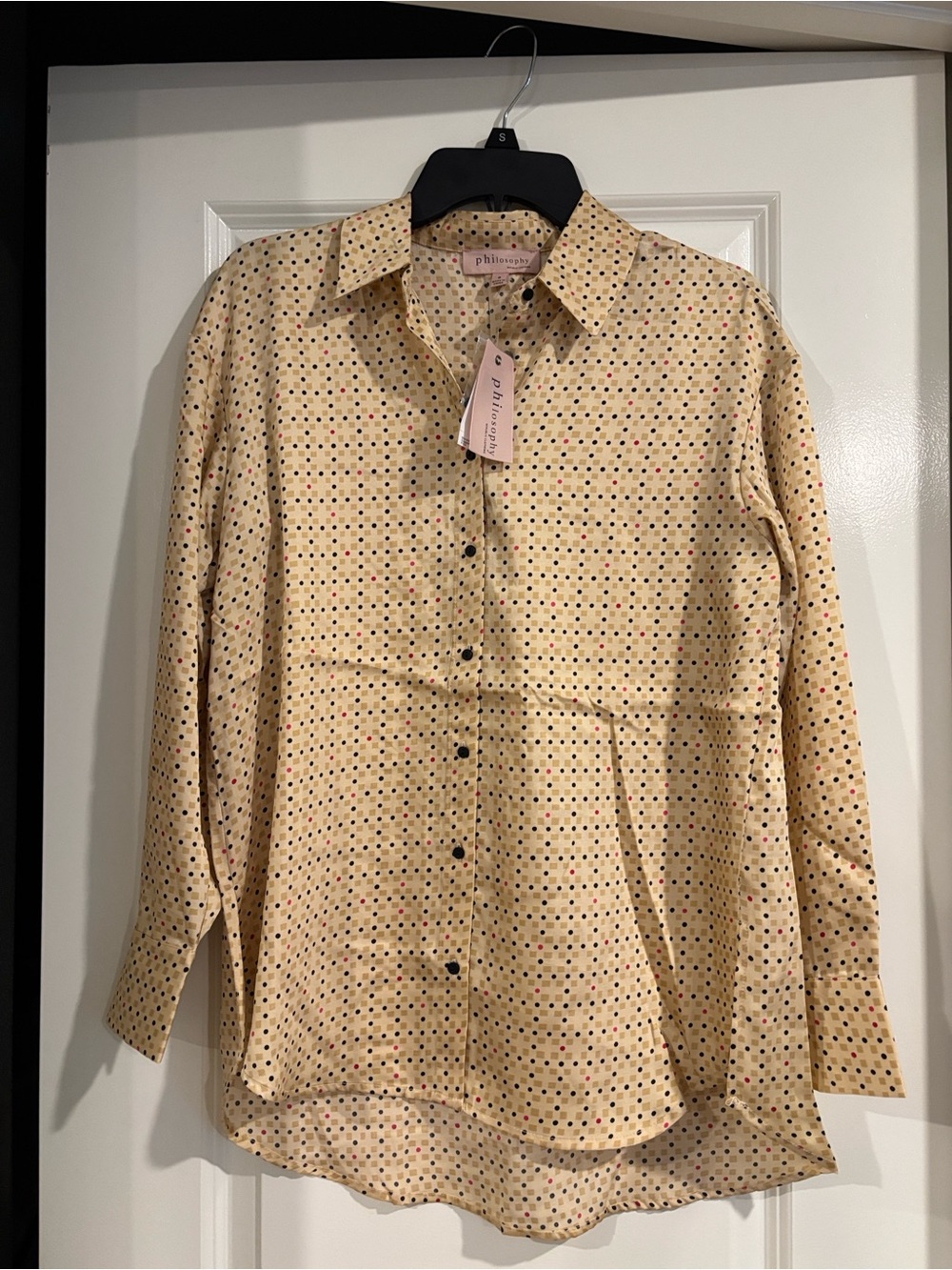 Philosophy Yellow Polka Dot Long Sleeve Button-Down Shirt